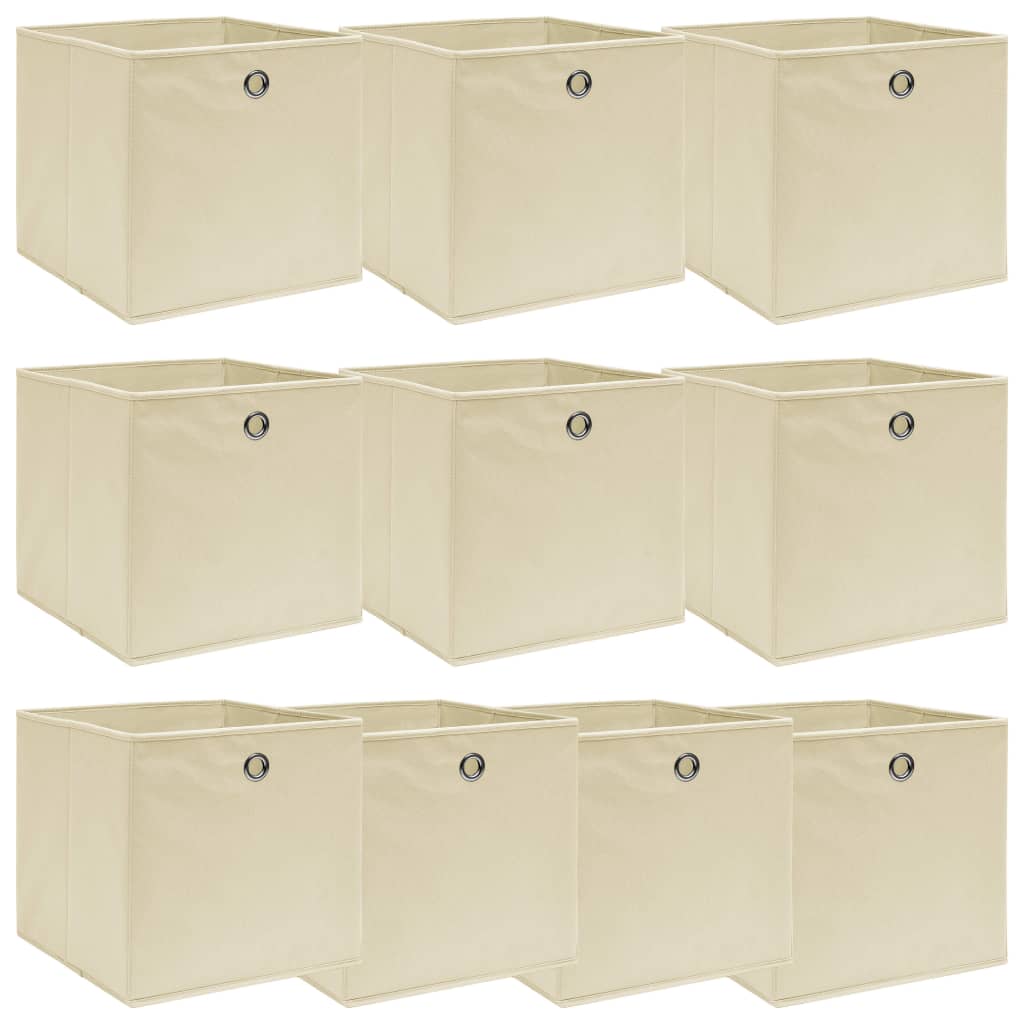 Opbergboxen 32X32X32 Cm Stof Crèmekleurig 10 Crème zonder deksels