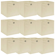 Opbergbox stof 32x32x32 cm crèmekleurig 10 stuks