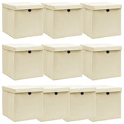 Opbergboxen 10 st 32x32x32 cm stof crèmekleurig