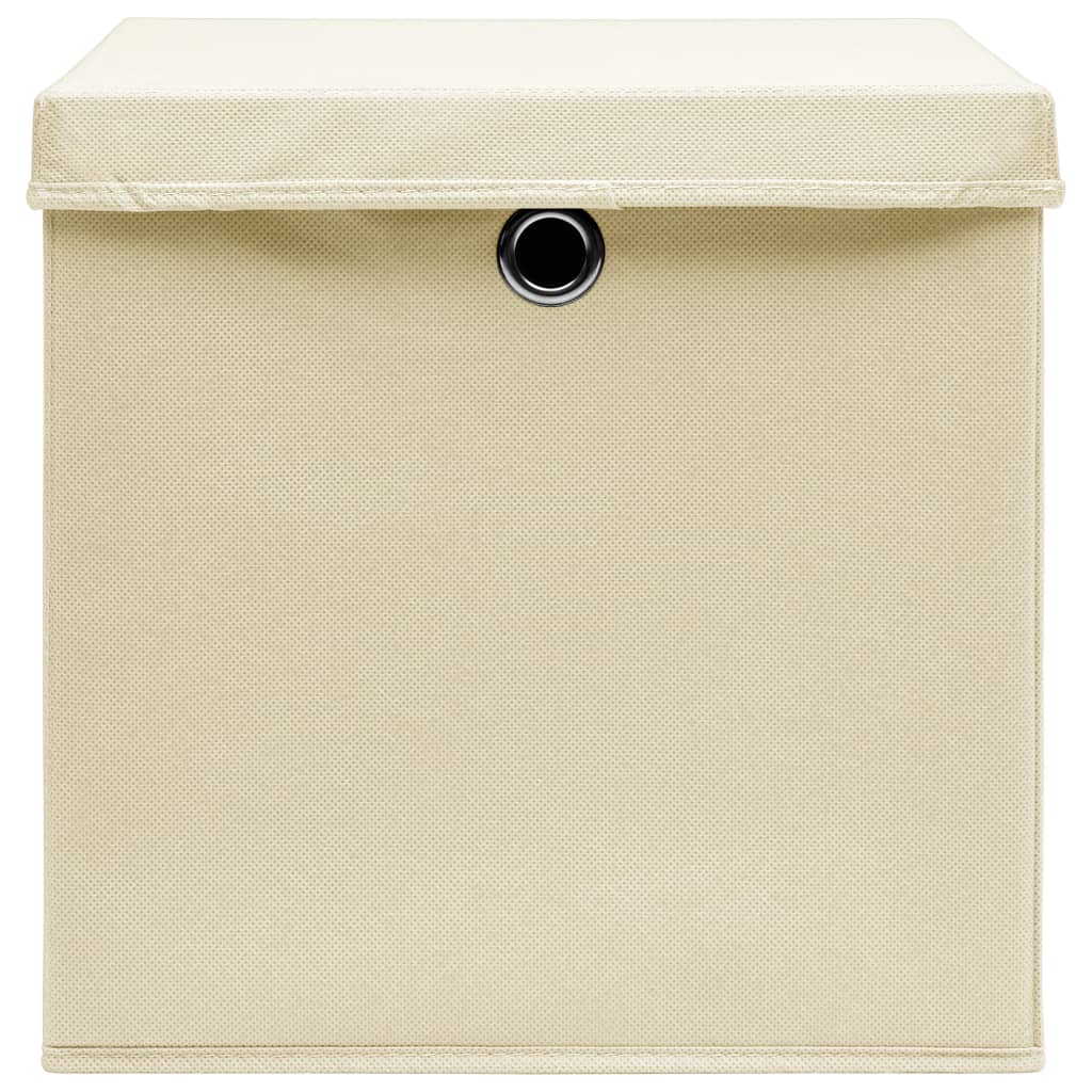 Opbergboxen Met Deksel 32X32X32 Cm Stof Crèmekleurig 10 Crème met deksels