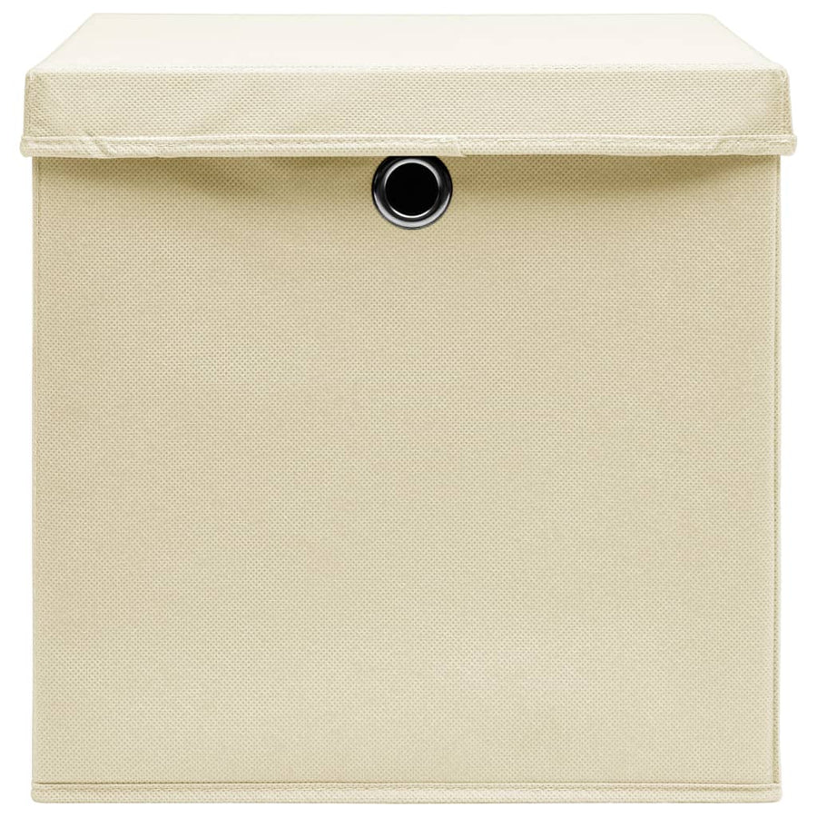 Opbergboxen Met Deksel 32X32X32 Cm Stof Crèmekleurig 10 Crème met deksels