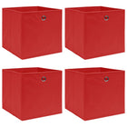 Storage boxes 4 pcs 32x32x32 cm fabric red