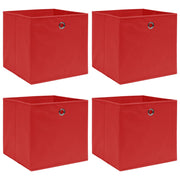 Opbergboxen 4 st 32x32x32 cm stof rood