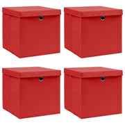 Opbergboxen 4 st 32x32x32 cm stof rood