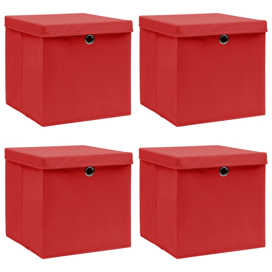 Opbergboxen Met Deksel 32X32X32 Cm Stof Rood 4 Rood met deksels