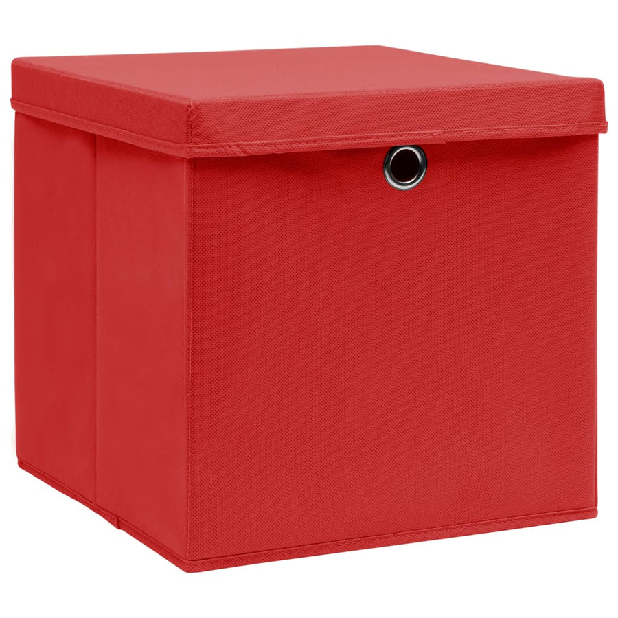 Opbergboxen Met Deksel 32X32X32 Cm Stof Rood 4 Rood met deksels
