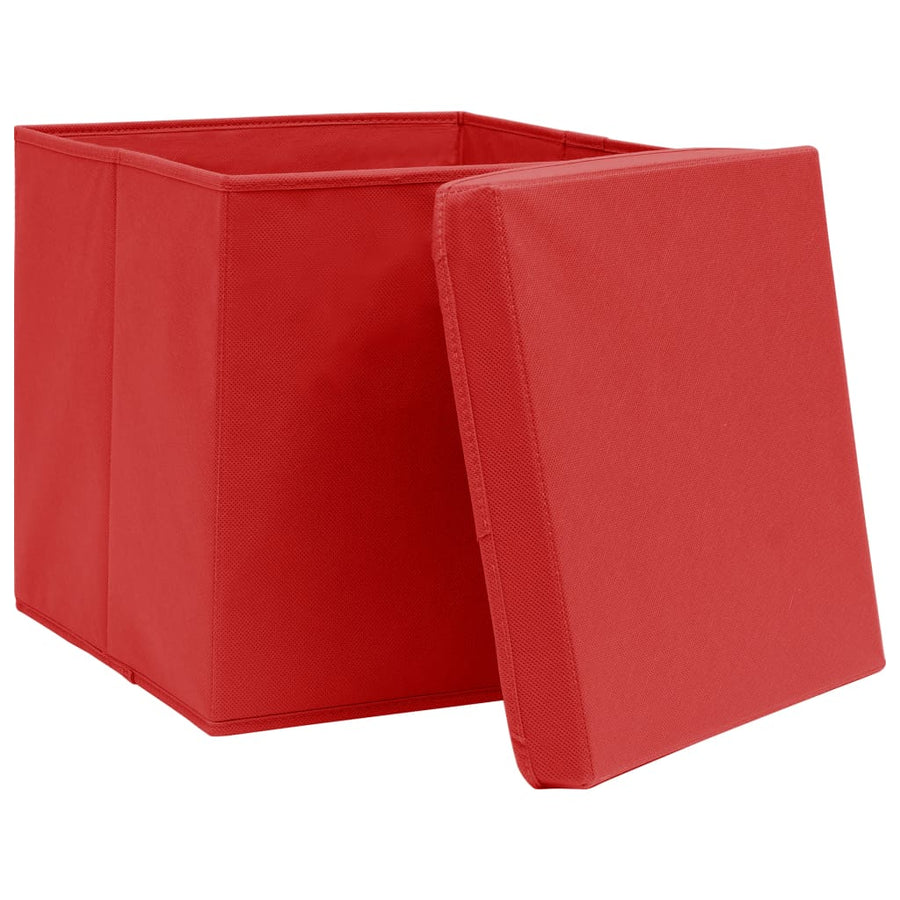 Opbergboxen Met Deksel 32X32X32 Cm Stof Rood 4 Rood met deksels