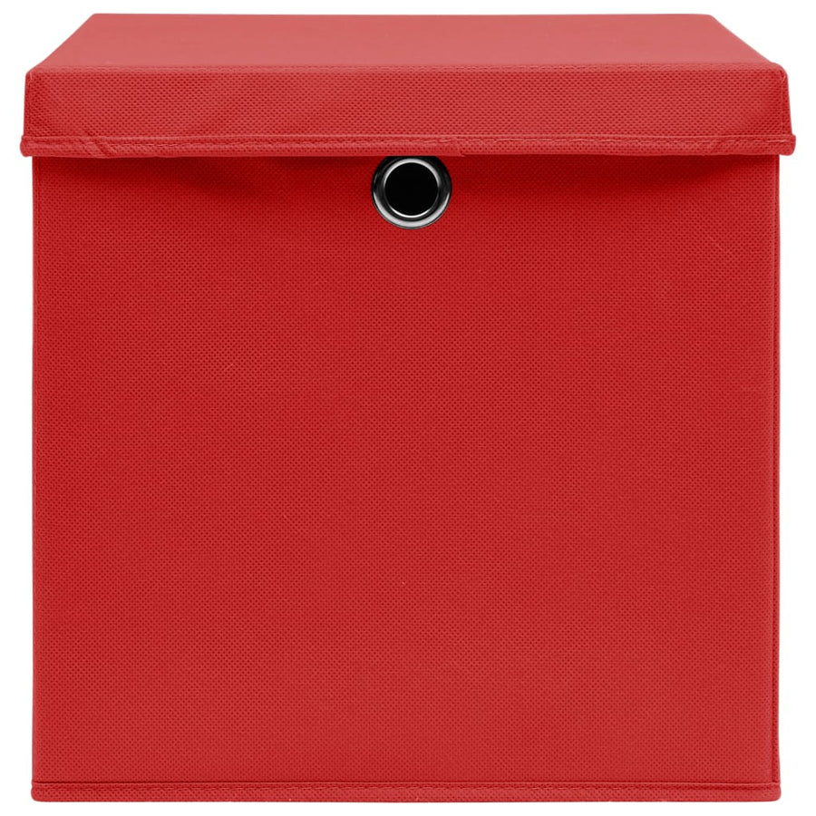 Opbergboxen Met Deksel 32X32X32 Cm Stof Rood 4 Rood met deksels