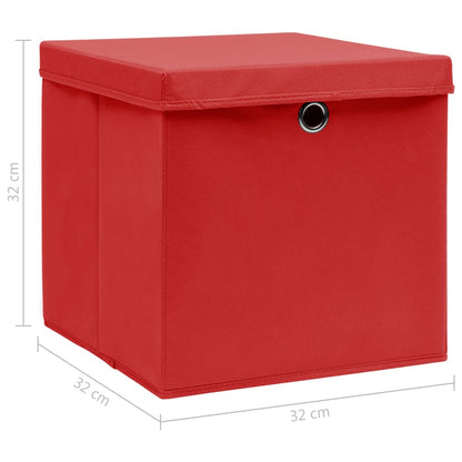 Opbergboxen Met Deksel 32X32X32 Cm Stof Rood 4 Rood met deksels
