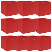 Opbergbox 10 st 32x32x32 cm stof rood