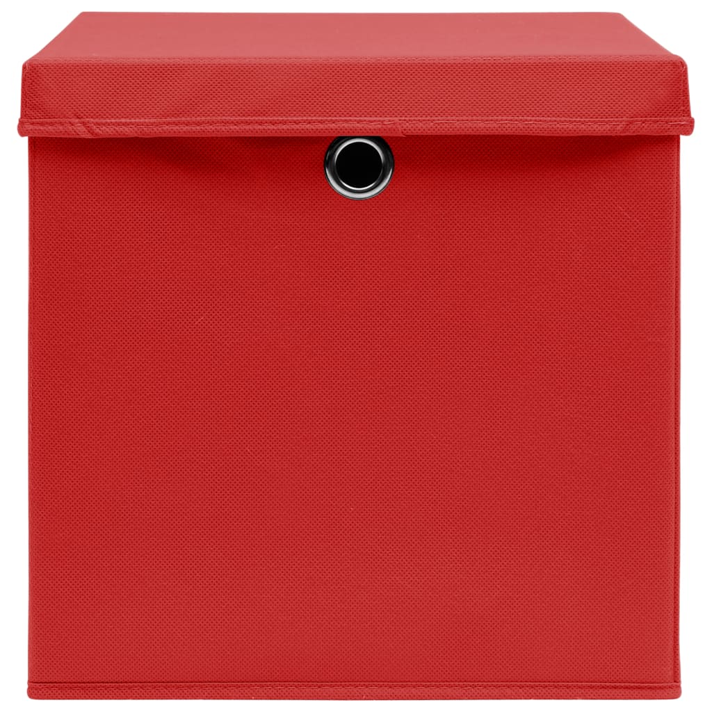 Opbergboxen Met Deksel 32X32X32 Cm Stof Wit 10 Rood met deksels