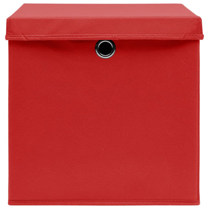Opbergboxen Met Deksel 32X32X32 Cm Stof Wit 10 Rood met deksels