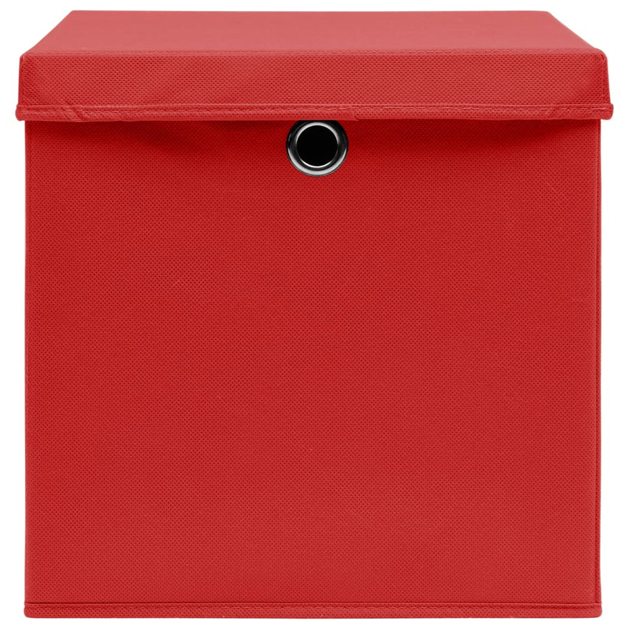 Opbergboxen Met Deksel 32X32X32 Cm Stof Wit 10 Rood met deksels