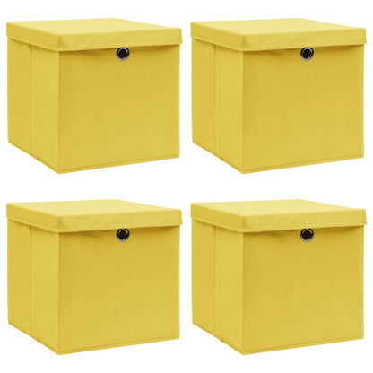 Opbergboxen Met Deksel 32X32X32 Cm Stof Geel 4 Geel met deksels
