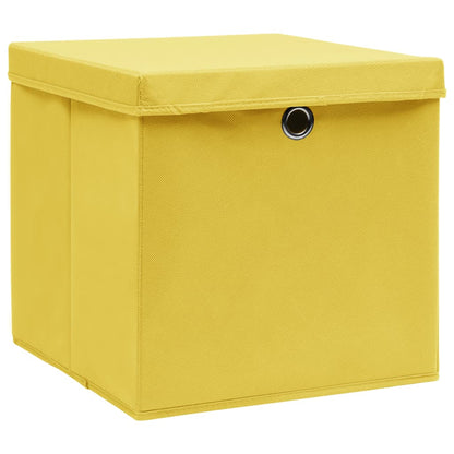 Opbergboxen Met Deksel 32X32X32 Cm Stof Geel 4 Geel met deksels