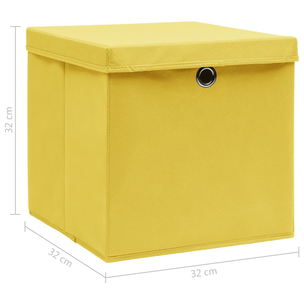 Opbergboxen Met Deksel 32X32X32 Cm Stof Geel 4 Geel met deksels