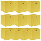 Opbergboxen 10 stuks 32x32x32 cm stof geel