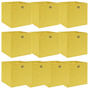 Opbergboxen 10 stuks 32x32x32 cm stof geel