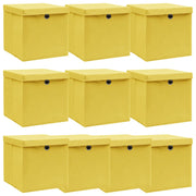 Opbergbox 10 st 32x32x32 cm stof geel