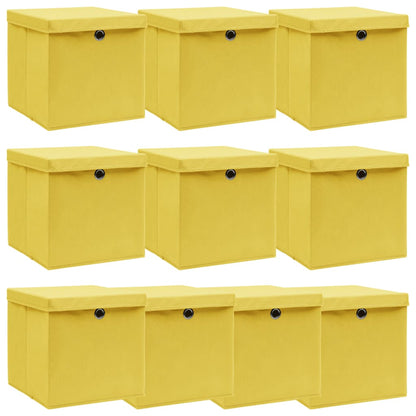 Opbergboxen Met Deksel 32X32X32 Cm Stof Geel 10 Geel met deksels