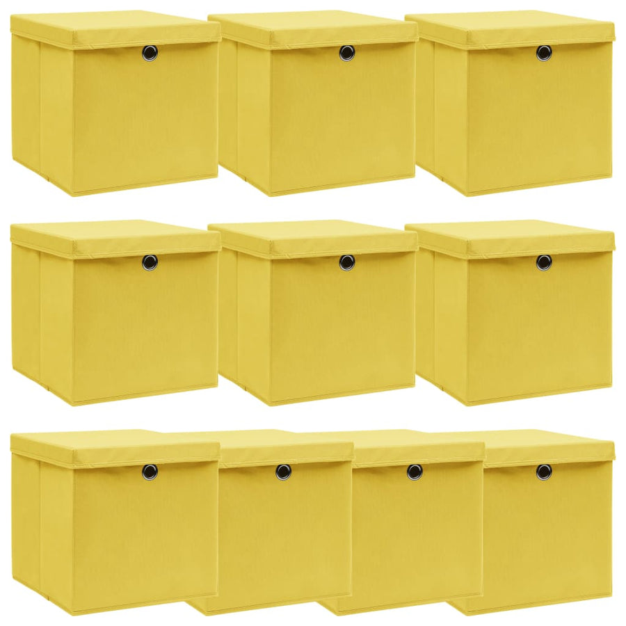 Opbergboxen Met Deksel 32X32X32 Cm Stof Geel 10 Geel met deksels