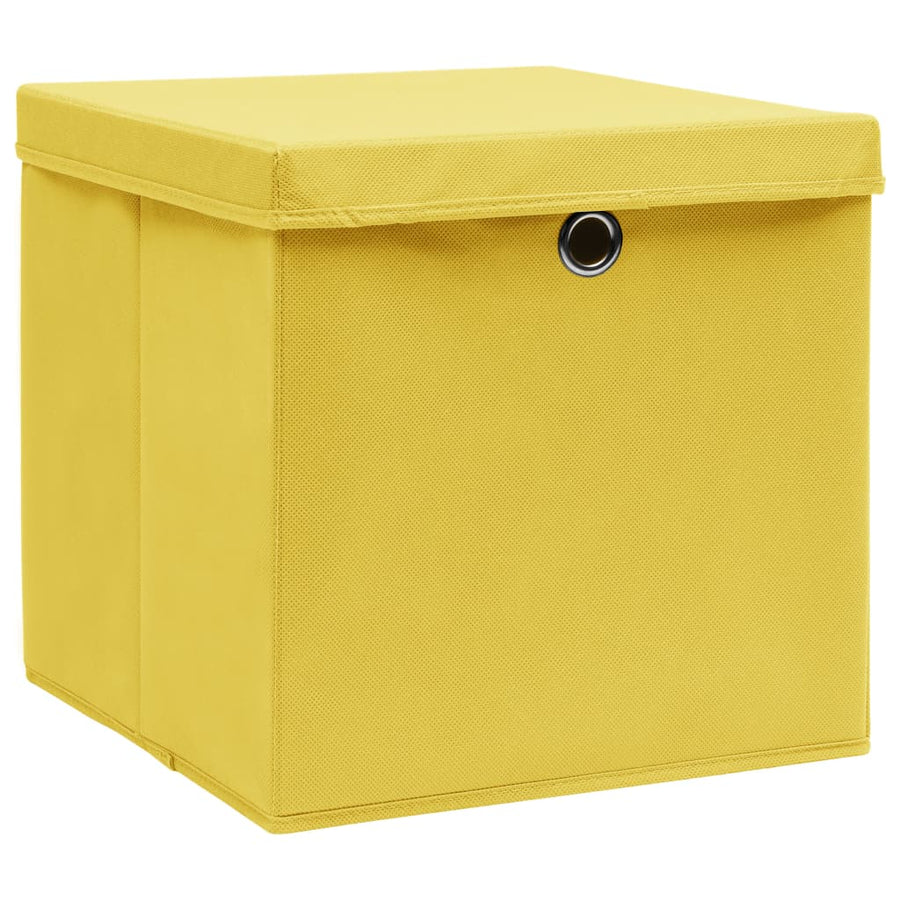 Opbergboxen Met Deksel 32X32X32 Cm Stof Geel 10 Geel met deksels