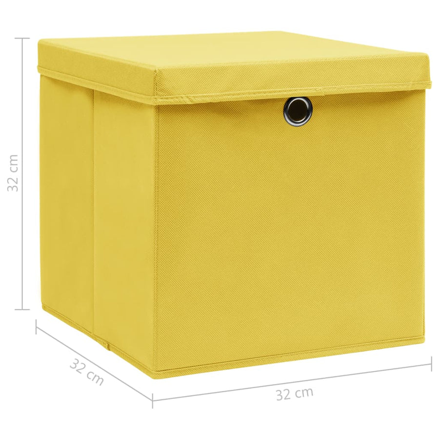 Opbergboxen Met Deksel 32X32X32 Cm Stof Geel 10 Geel met deksels