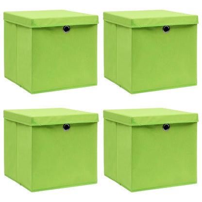 Opbergboxen Met Deksel 4 St 32X32X32 Cm Stof Groen 1 Groen met deksels