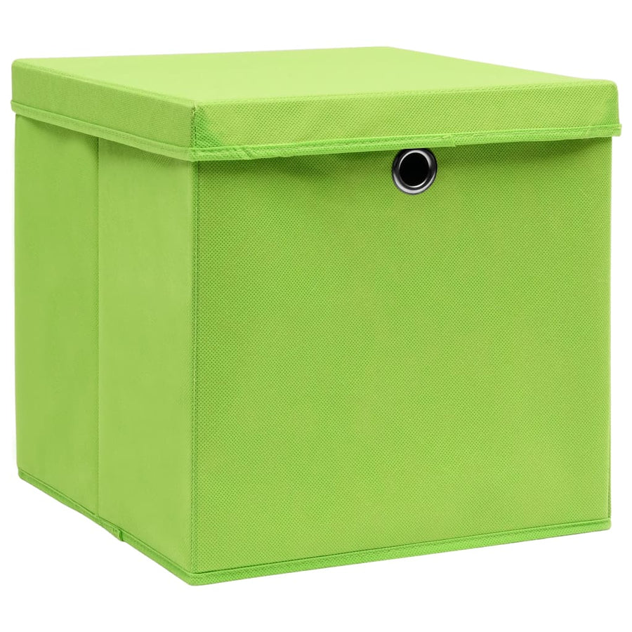 Opbergboxen Met Deksel 4 St 32X32X32 Cm Stof Groen 1 Groen met deksels