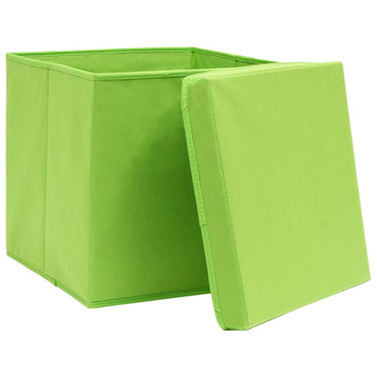 Opbergboxen Met Deksel 4 St 32X32X32 Cm Stof Groen 1 Groen met deksels