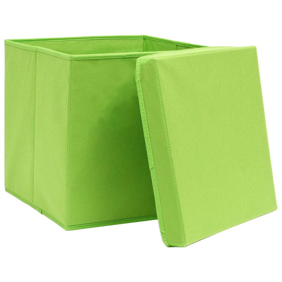 Opbergboxen Met Deksel 10 St 32X32X32 Cm Stof Paars Groen met deksels