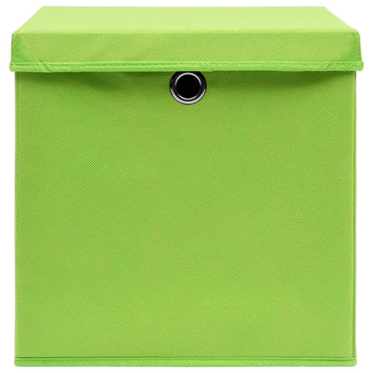 Opbergboxen Met Deksel 10 St 32X32X32 Cm Stof Paars Groen met deksels
