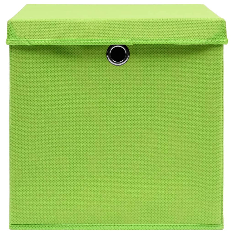 Opbergboxen Met Deksel 10 St 32X32X32 Cm Stof Paars Groen met deksels