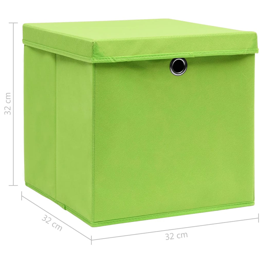 Opbergboxen Met Deksel 10 St 32X32X32 Cm Stof Paars Groen met deksels
