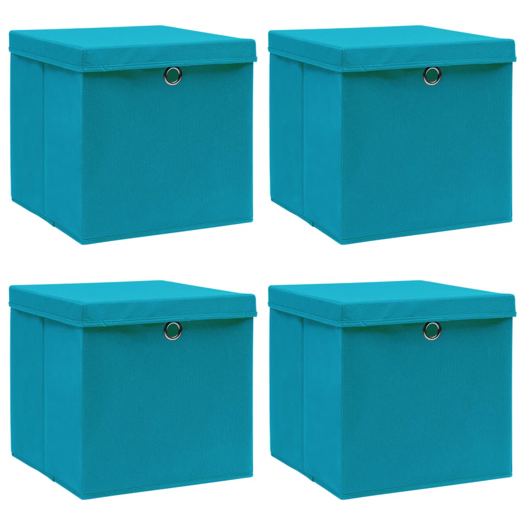 Opbergboxen Met Deksel 32X32X32 Cm Stof Babyblauw 4 Babyblauw met deksels