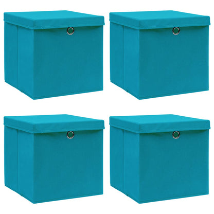 Opbergboxen Met Deksel 32X32X32 Cm Stof Babyblauw 4 Babyblauw met deksels