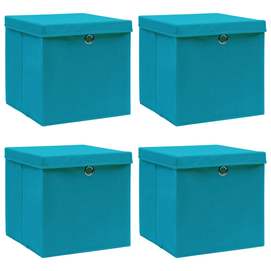 Opbergboxen Met Deksel 32X32X32 Cm Stof Babyblauw 4 Babyblauw met deksels