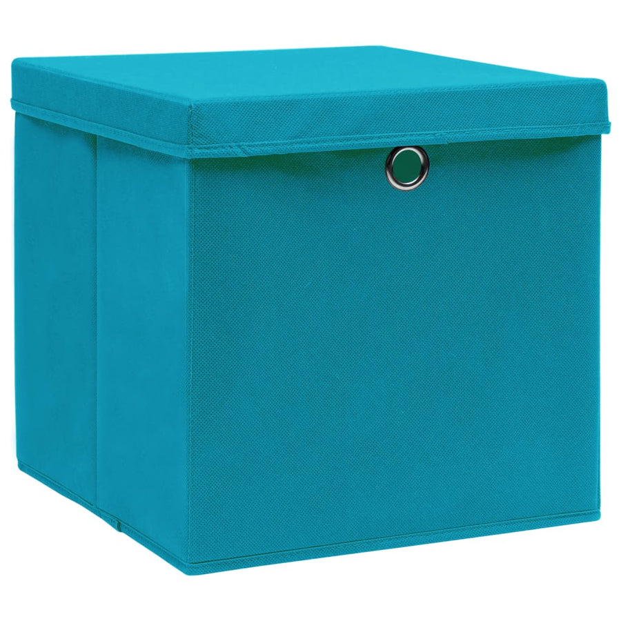 Opbergboxen Met Deksel 32X32X32 Cm Stof Babyblauw 4 Babyblauw met deksels