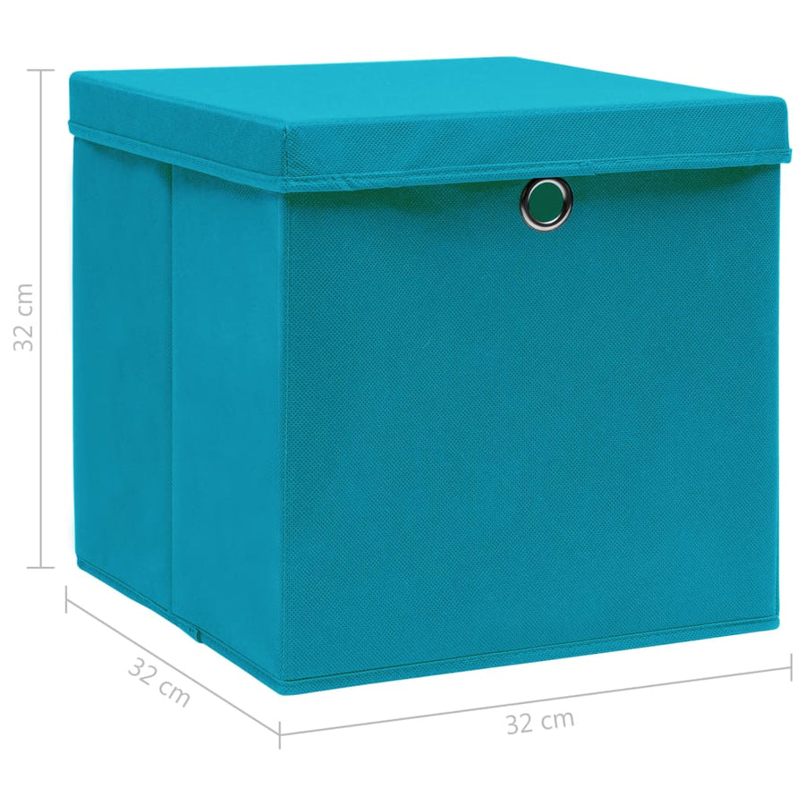 Opbergboxen Met Deksel 32X32X32 Cm Stof Babyblauw 4 Babyblauw met deksels