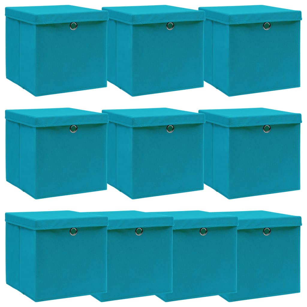 Opbergboxen Met Deksel 32X32X32 Cm Stof Babyblauw 10