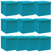 Opbergbox met deksel 32x32x32 cm babyblauw 10 stuks