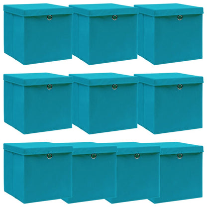 Opbergboxen Met Deksel 32X32X32 Cm Stof Babyblauw 10