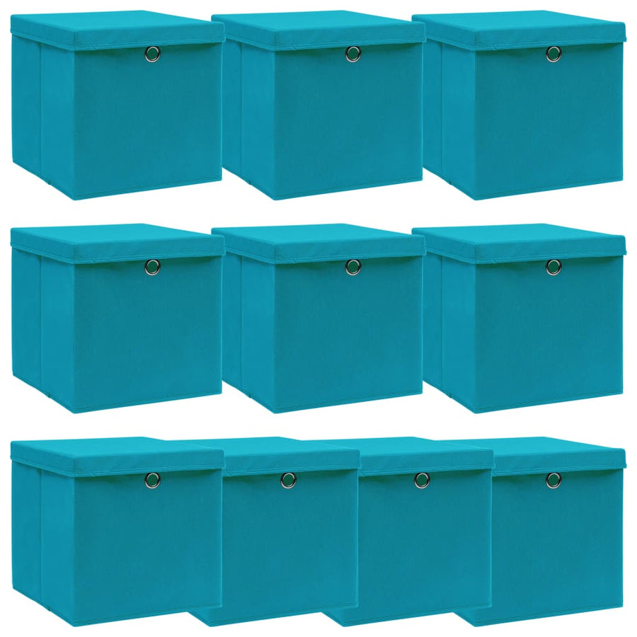 Opbergboxen Met Deksel 32X32X32 Cm Stof Babyblauw 10