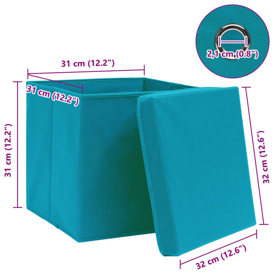 Opbergboxen Met Deksel 32X32X32 Cm Stof Babyblauw 10
