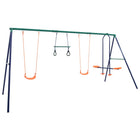 Swing set with gymnastic rings and 4 seats steel