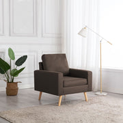Fauteuil massief grenenhout stof bruin 77x71x80 cm