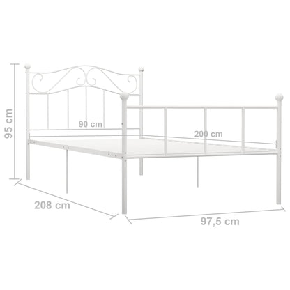 Bedframe Metaal 90 x 200 cm Wit