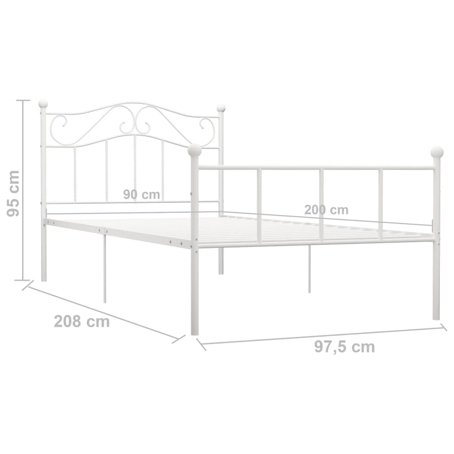 Bedframe Metaal 90 x 200 cm Wit