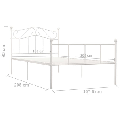 Bedframe Metaal 100 x 200 cm Wit