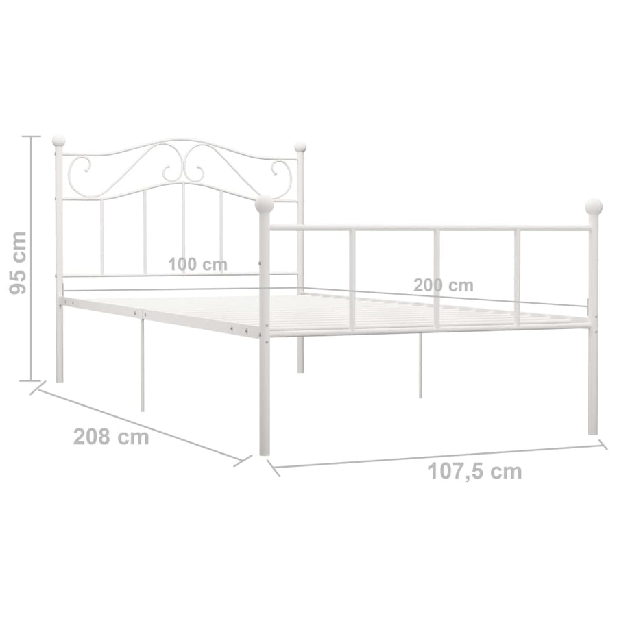 Bedframe Metaal 100 x 200 cm Wit